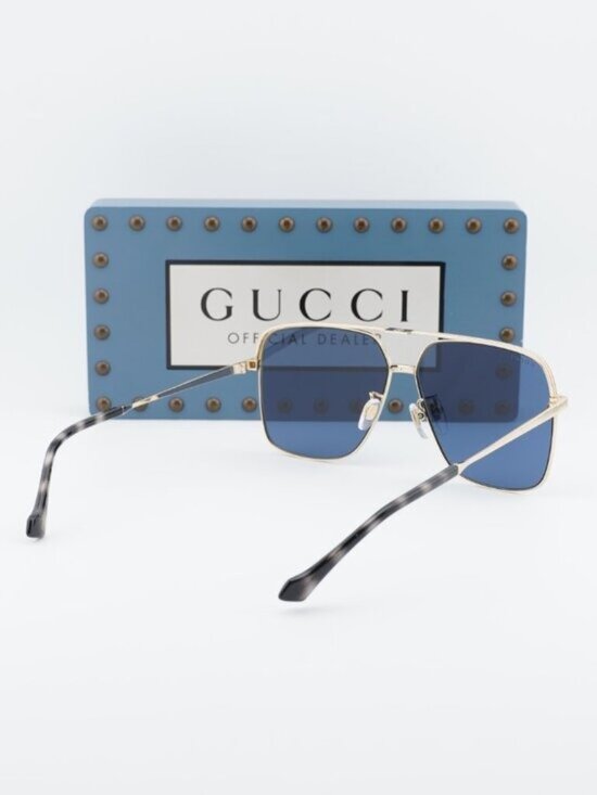 Gucci GG1099SA 002 Aviator Sunglasses - Gold\\Blue main image 5